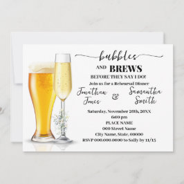 Invitación Burbujas y brebajadas Ensayo Cena Eucalipto y Oro