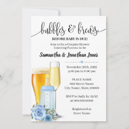 Invitación Burbujas y brechas antes de la ducha de bebé azul