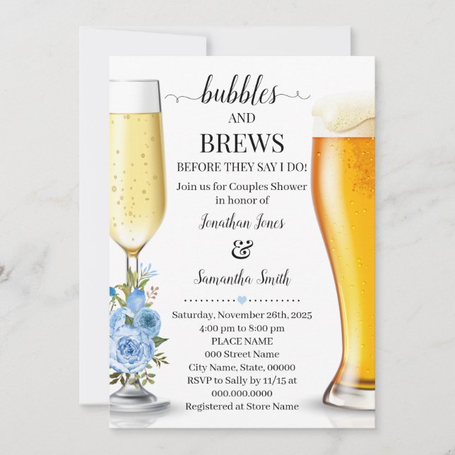 Invitación Burbujas y brechas antes de que haga la ducha de b (Anverso)