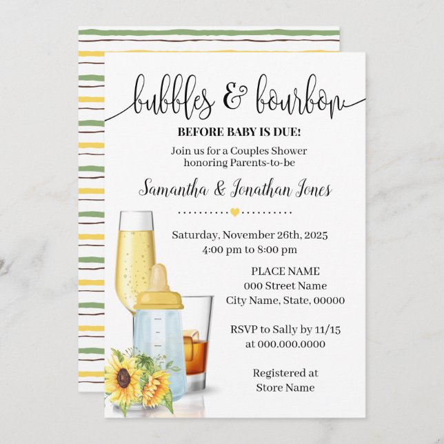 Invitación Burbujas y brechas antes del bebé debido a la duch (Anverso / Reverso)