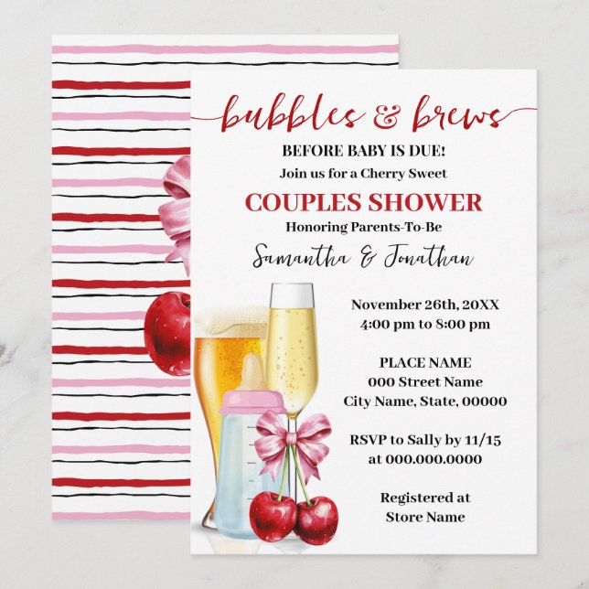 Invitación Burbujas y breves antes de que el bebé se haga car (Anverso / Reverso)