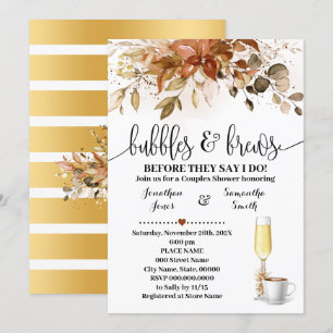 Invitación Burbujas y breves café caen Ducha de novia