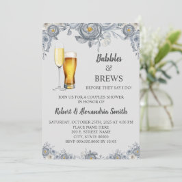 Invitación Burbujas y breves Parejas Bodas Ducha Floral Gris