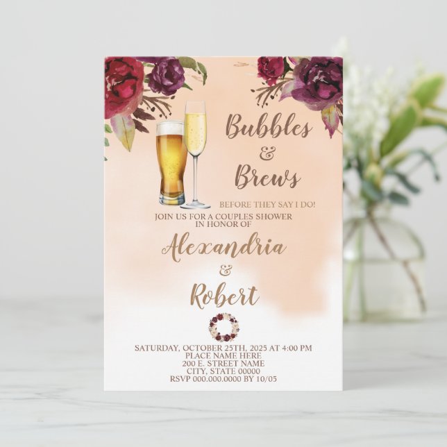 Invitación Burbujas y breves Parejas Ducha de matrimonio (Anverso de pie)