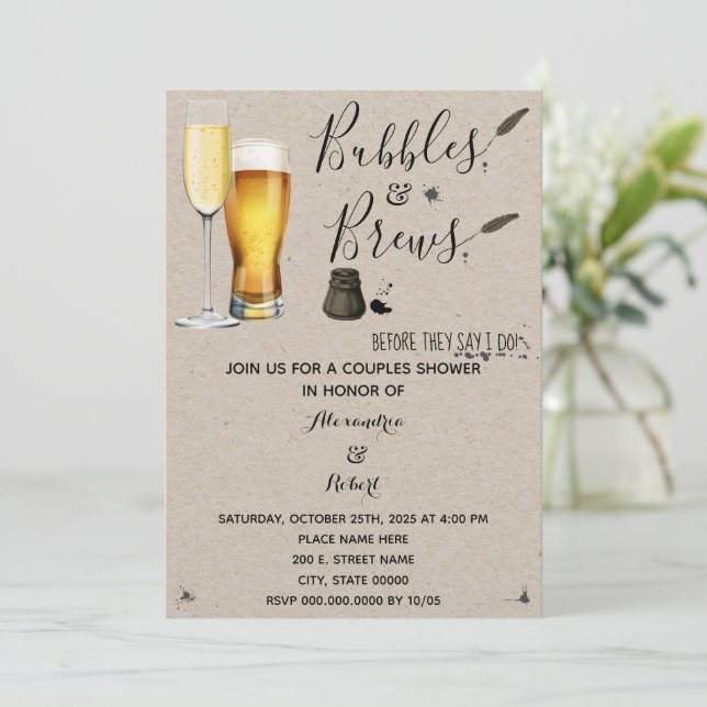 Invitación Burbujas y breves Parejas Ducha de matrimonio (Anverso de pie)