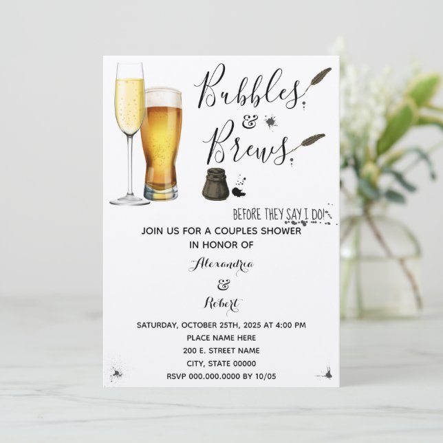 Invitación Burbujas y breves Parejas Ducha de matrimonio (Anverso de pie)