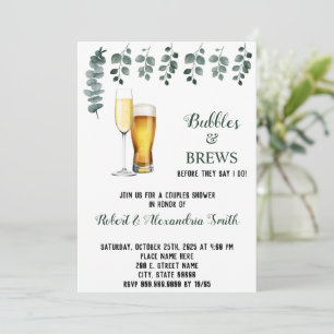 Invitación Burbujas y breves Parejas Ducha de matrimonio Euca