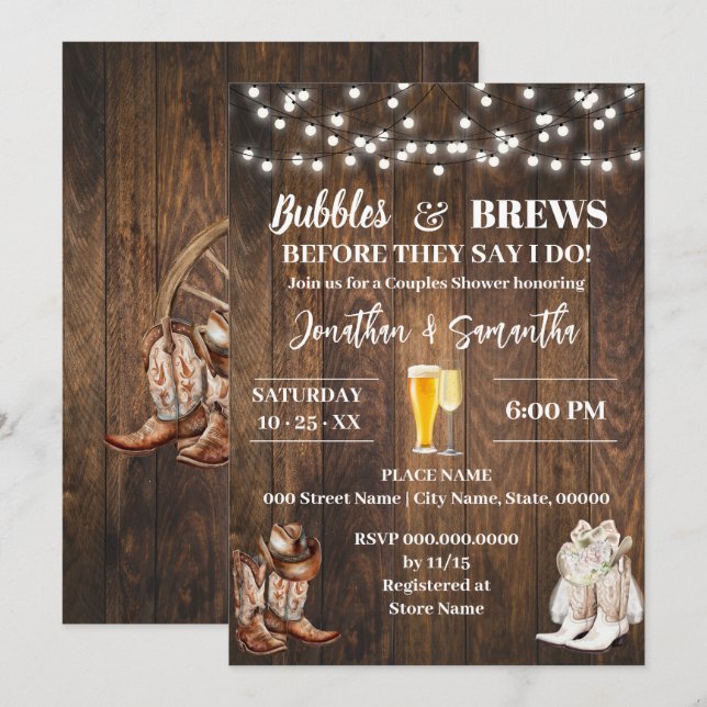 Invitación Burbujas y brotes antes de casar con un país (Anverso / Reverso)