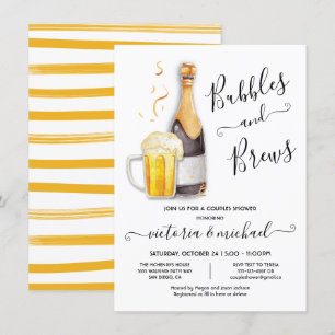 Invitación Burbujas y cervecerías Parejas Ducha Cerveza de ch