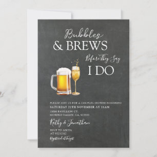Invitación Burbujas y cocteles Chalkboard Parejas Ducha