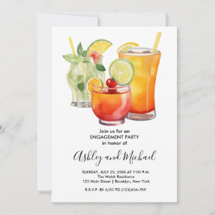 Invitación Burbujas y fiesta de compromiso de cócteles