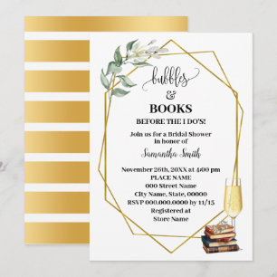 Invitación Burbujas y libros antes de hacer la ducha de verde