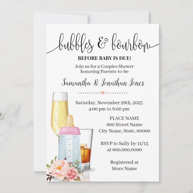 Invitación Burbujas y morbones antes del bebé debido al Baby  (Anverso)