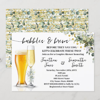 Invitación Burbujas y siembra Eucalipto y ducha de parejas de