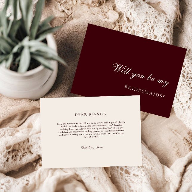 Invitación Burdund & Ivory  Bridesmaid Proposal Card (Subido por el creador)