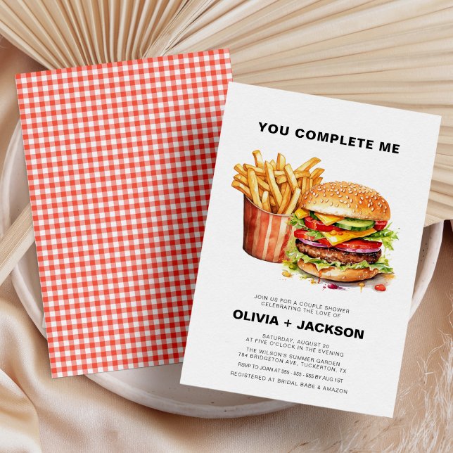 Invitación Burger & Fries Fun Casual Parejas Británicas Ducha (Subido por el creador)