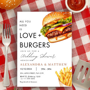 Invitación Burger Picnic BBQ Wedding Shower