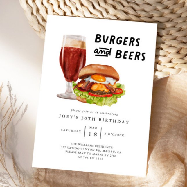 Invitación Burgers and Beers BBQ Cumpleaños Party (Subido por el creador)