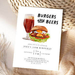 Invitación Burgers and Beers BBQ Cumpleaños Party