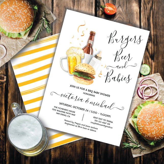Invitación Burgers Beer and Babies Baby Shower (Subido por el creador)