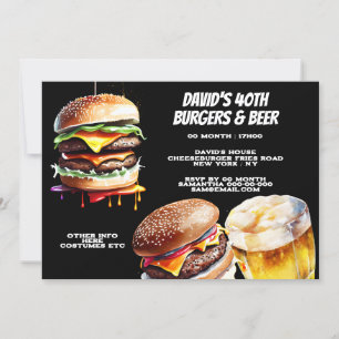 Invitación Burgers beer bbq parrillando escalofríos realista
