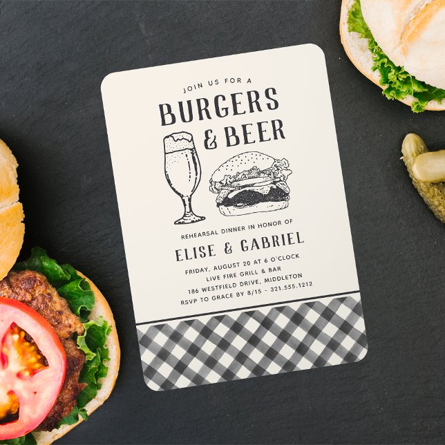Invitación Burgers & Beer Rehearsal Dinner (Subido por el creador)