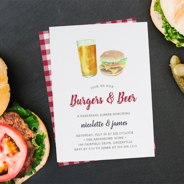 Invitación Burgers & Beer Rehearsal Dinner Invitation (Subido por el creador)