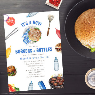 Invitación Burgers + Botellas Cookout Boy Baby Shower