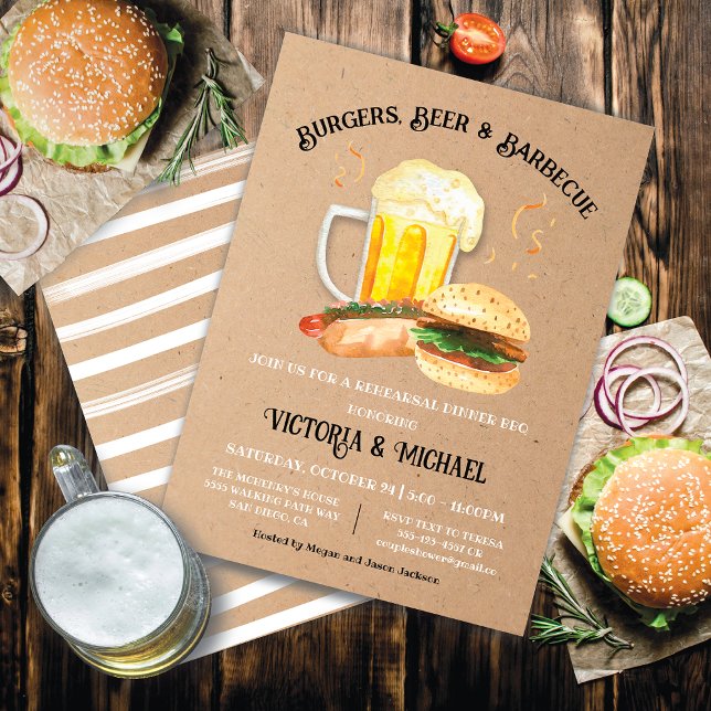 Invitación Burgers Cerveza y parrillada ensayo cena Kraft (Subido por el creador)