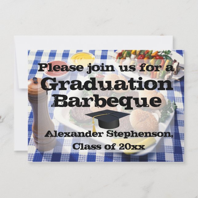 Invitación Burguesas en la barbacoa del partido de graduación (Anverso)