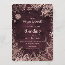 Burgundy acuarela con Rosa de Boda de Invierno de 