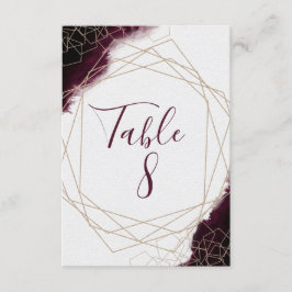 Invitación Burgundy acuarela enmarcado números de tabla Boda