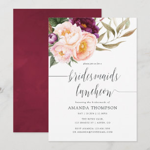 Invitación Burgundy - Almuerzo de Damas de Honor con Marsala