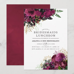 Invitación Burgundy - Almuerzo de Damas de Honor Marsala y Do
