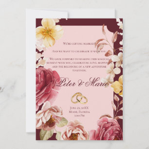 Invitación Burgundy and Blush Geometric Floral Wedding