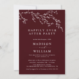 Invitación Burgundy and Ivory Botanical Elegant Elopement