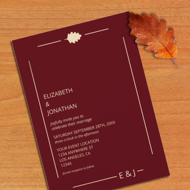Invitación Burgundy Autumn Wedding (Subido por el creador)