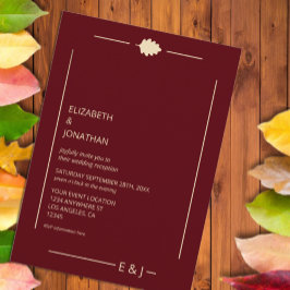 Invitación Burgundy Autumn Wedding Reception
