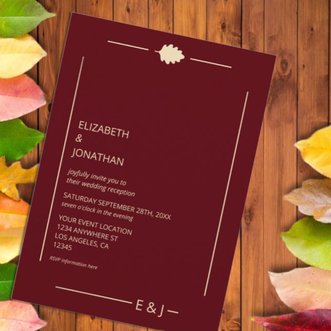 Invitación Burgundy Autumn Wedding Reception (Subido por el creador)
