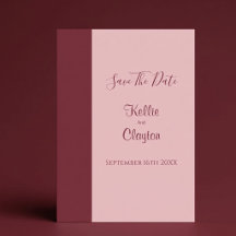 Burgundy Bar Minimalista Ahorra la Fecha de Boda