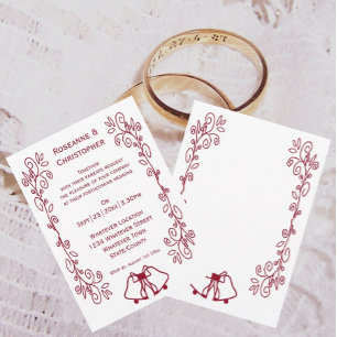 Invitación Burgundy Bells Scrollwork Boda de diseño
