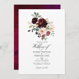 Invitación Burgundy Berry y Rubor Floral Boda Foto