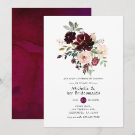 Invitación Burgundy Berry y Rubor Floral Bridesmaids Luncheon