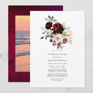 Invitación Burgundy Berry y Rubor Floral Celebración de la Vi