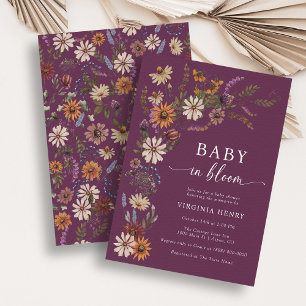 Invitación Burgundy Bloom Baby Shower