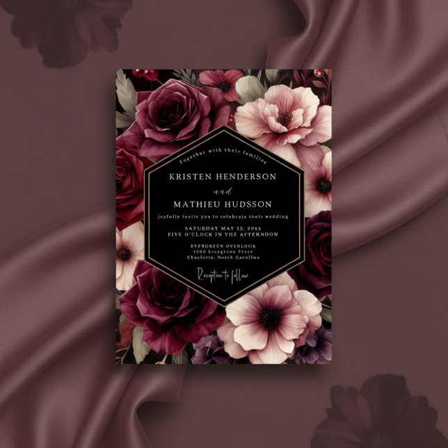 Invitación Burgundy Bloom Floral Wedding (Subido por el creador)
