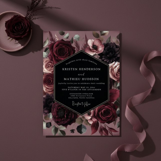 Invitación Burgundy Bloom Opulent Wedding (Subido por el creador)