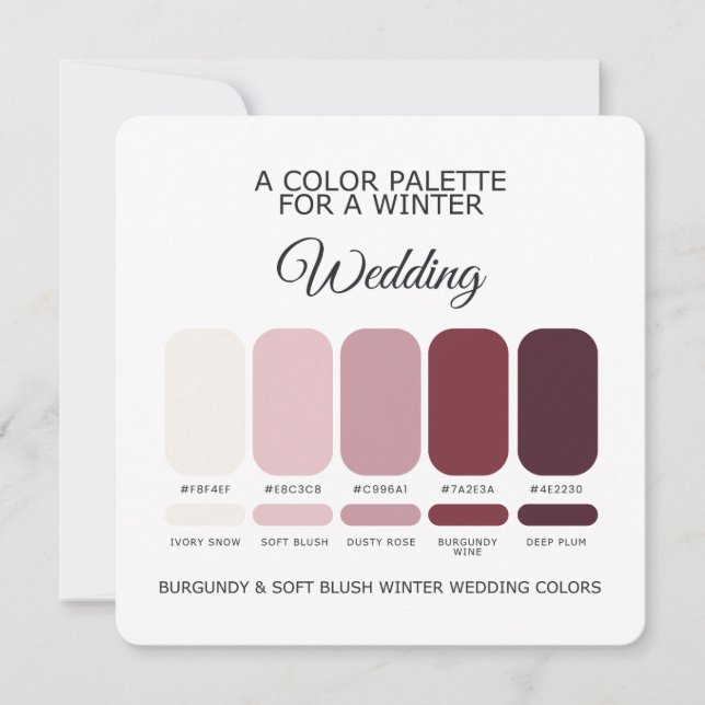 Invitación Burgundy Blush Winter Wedding Palette 2026 Card (Anverso)