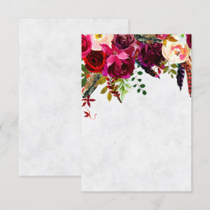 Invitación Burgundy boho en blanco