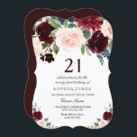Invitación Burgundy Boho Watercolor Rubor 21ª Fiesta de cumpl<br><div class="desc">Invitación a la fiesta de cumpleaños 21st de Burgundy Boho Watercolor Rubor Ver colección coincidente en Nicho y Nest Store También tenemos muchas otras Invitaciones y colecciones.</div>